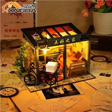 Casa delle bambole fai da te in miniatura fai-da-te in stile cinese anni '90 facile da montare
