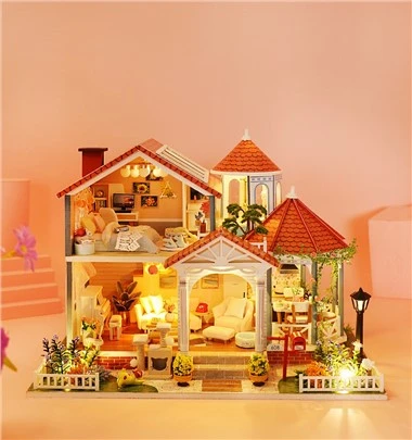 Hongda 2023 New Prodcut Casa delle bambole Set da collezione Costumi e giocattoli Strumenti di assistenza all'apprendimento Mobili da cucina per bambini Costruire casa Mini Bella casa Guarisci presto Regali per le donne