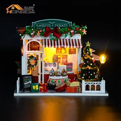 Mini casa delle bambole in stile natalizio