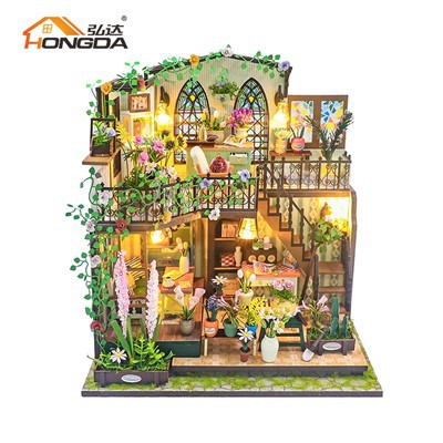 Kit per casa delle bambole in legno fai da te Darcy Flower House